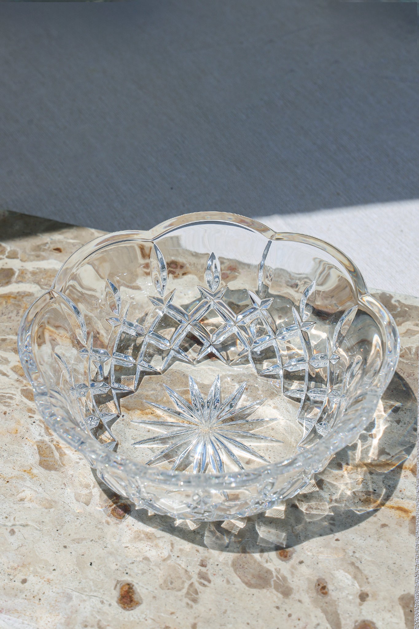 Cut Glass Scalloped Bowl