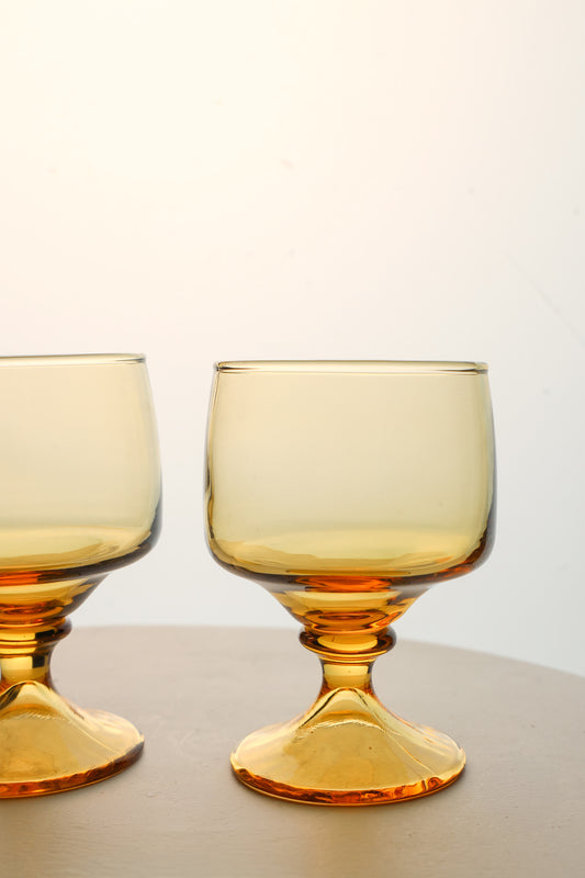 Amber Glass Goblet - Set of 2