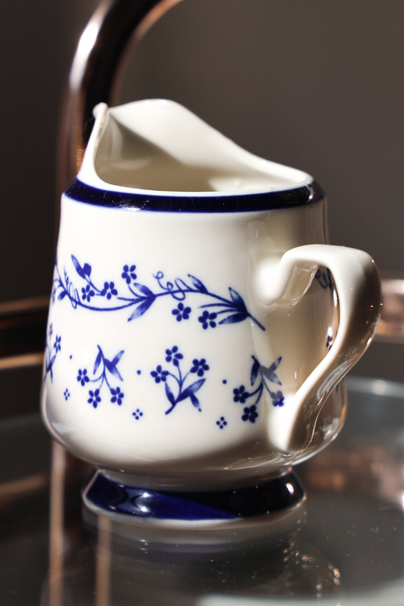 Vintage Blue Floral Creamer Pitcher