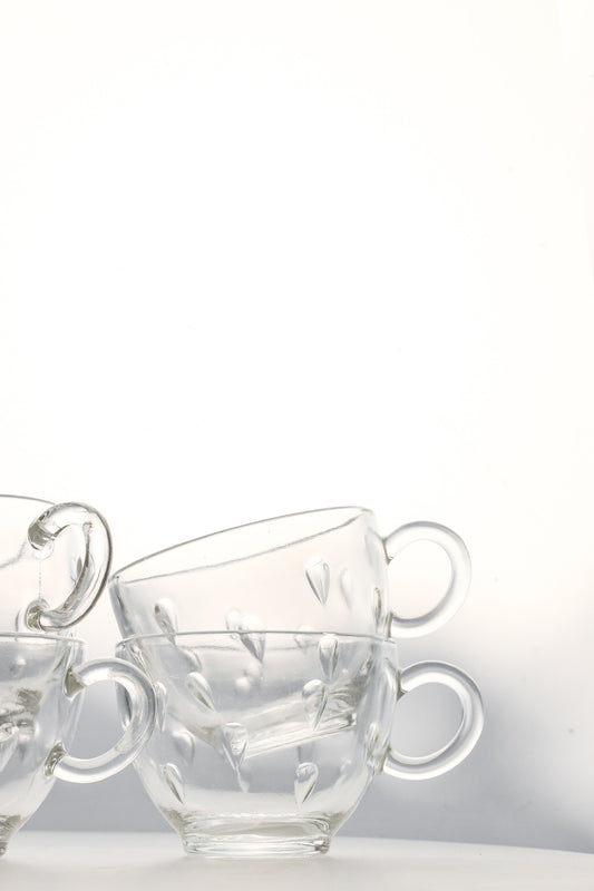 Hazel-Atlas “Teardrop” Clear Glass Snack Cups - Set of 4