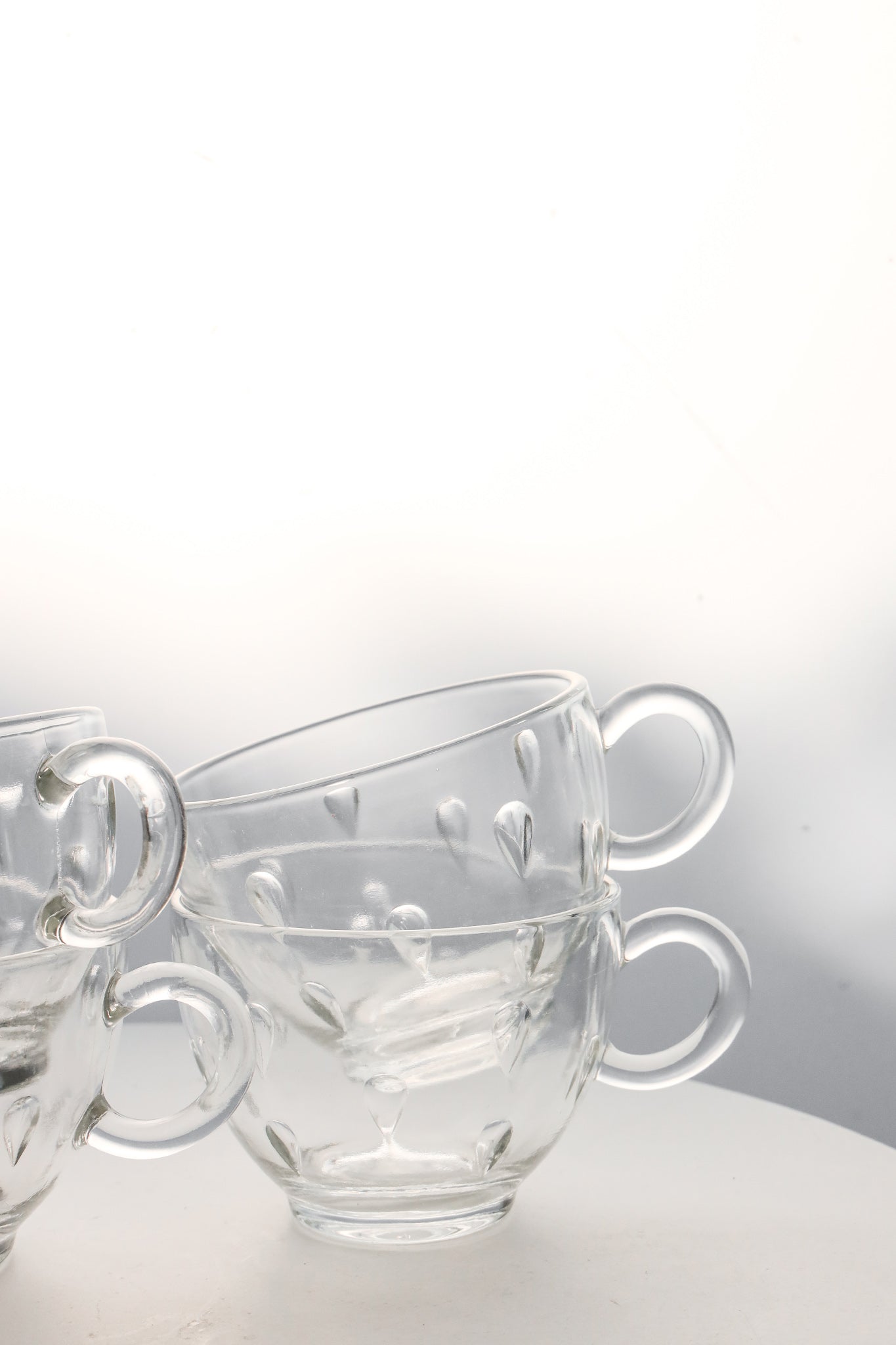 Hazel-Atlas “Teardrop” Clear Glass Snack Cups - Set of 4