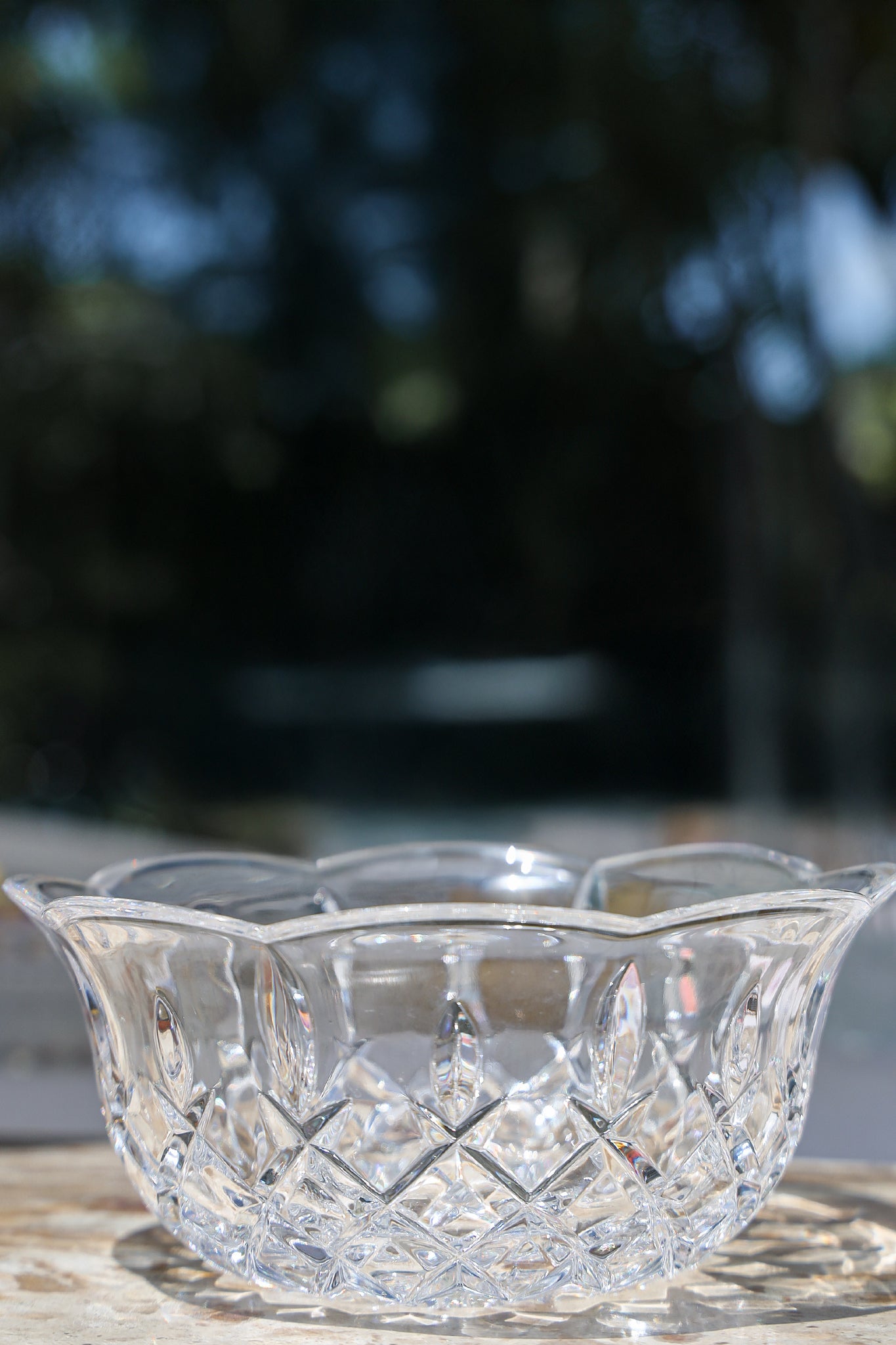 Cut Glass Scalloped Bowl