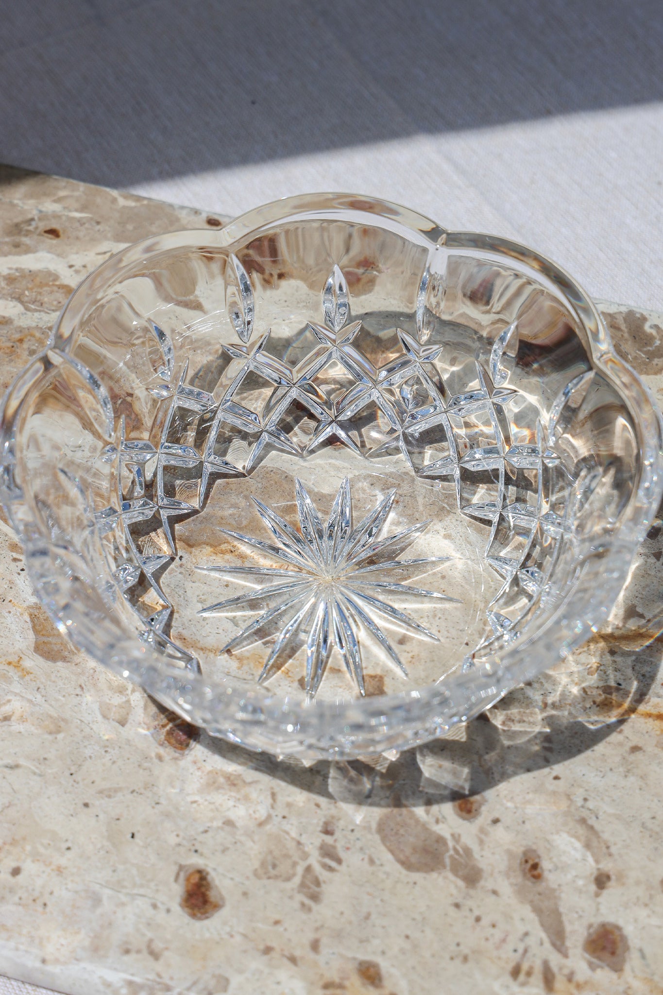 Cut Glass Scalloped Bowl