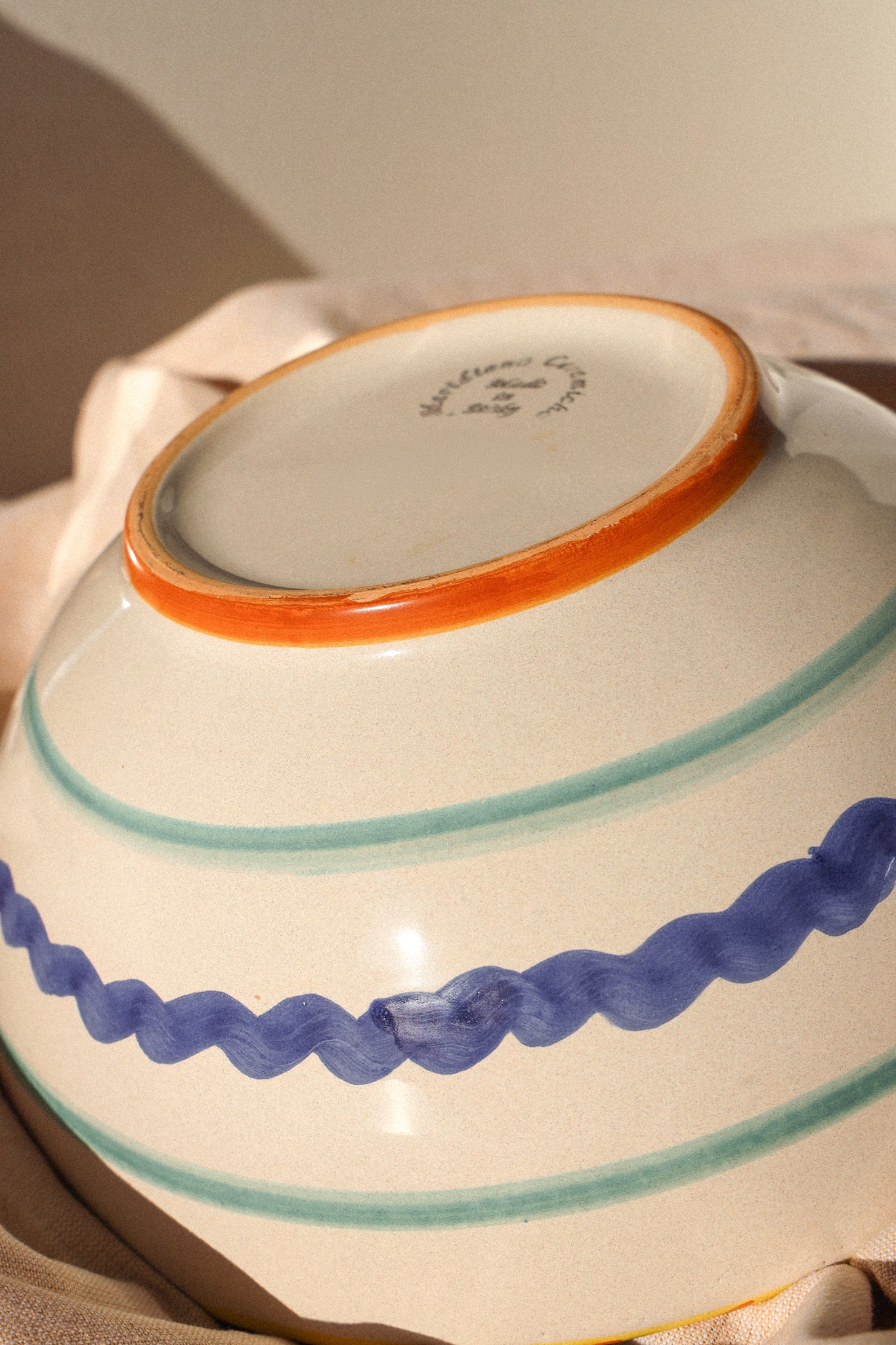 Vintage Italian Hand-Painted Ceramic Serving Bowl | Deruta-Inspired Majolica Bowl