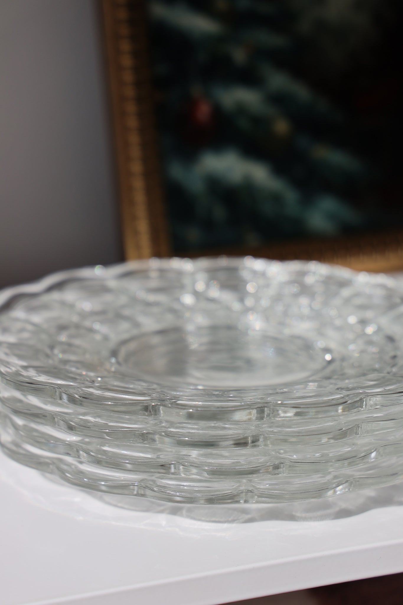 Heisey Clear Glass Snack Plates — Set of 4