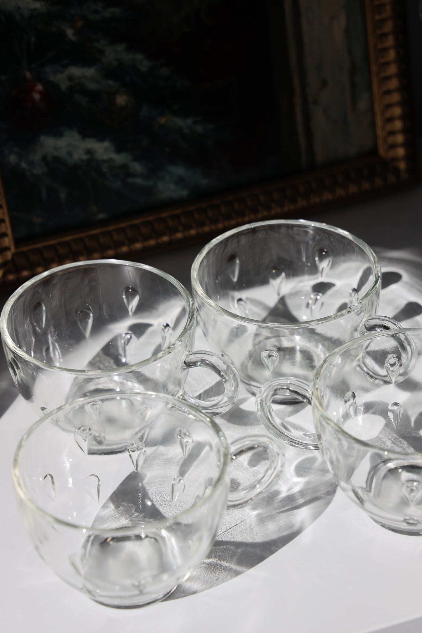 Hazel-Atlas “Teardrop” Clear Glass Snack Cups - Set of 4