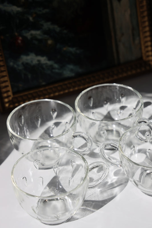 Hazel-Atlas “Teardrop” Clear Glass Snack Cups - Set of 4