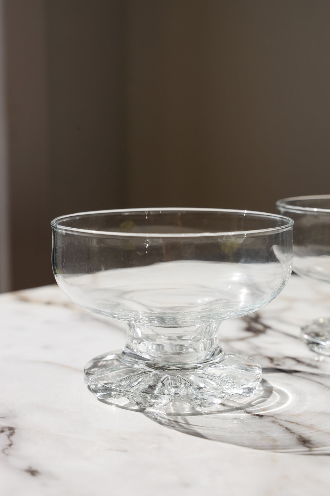 Vintage Footed Glass Dessert Coupe Bowls (Set of 2)