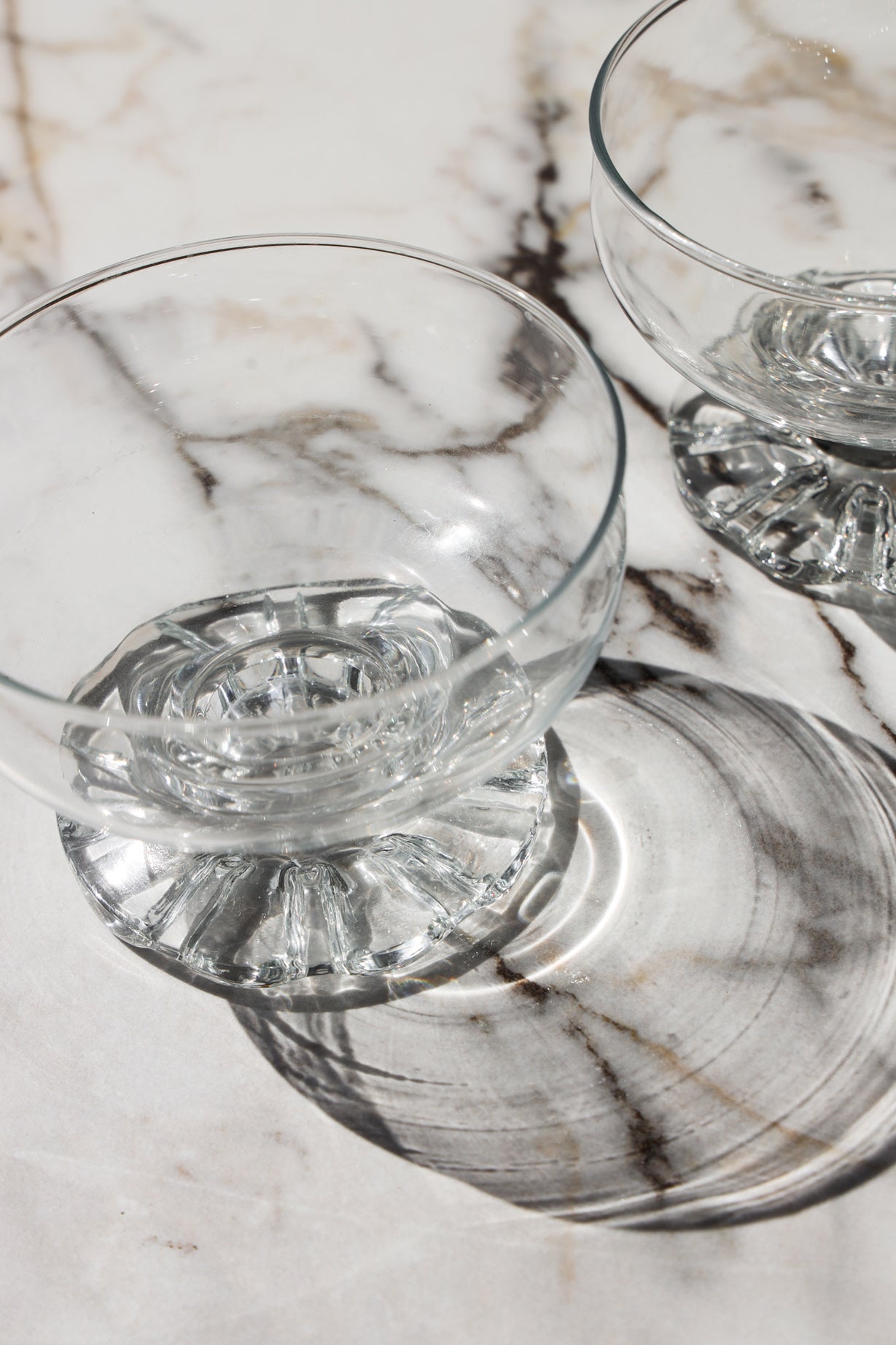 Vintage Footed Glass Dessert Coupe Bowls (Set of 2)