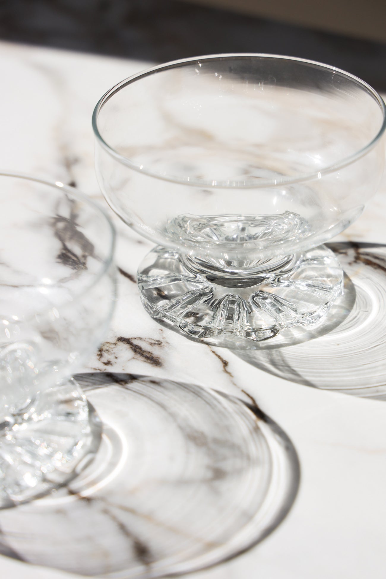 Vintage Footed Glass Dessert Coupe Bowls (Set of 2)