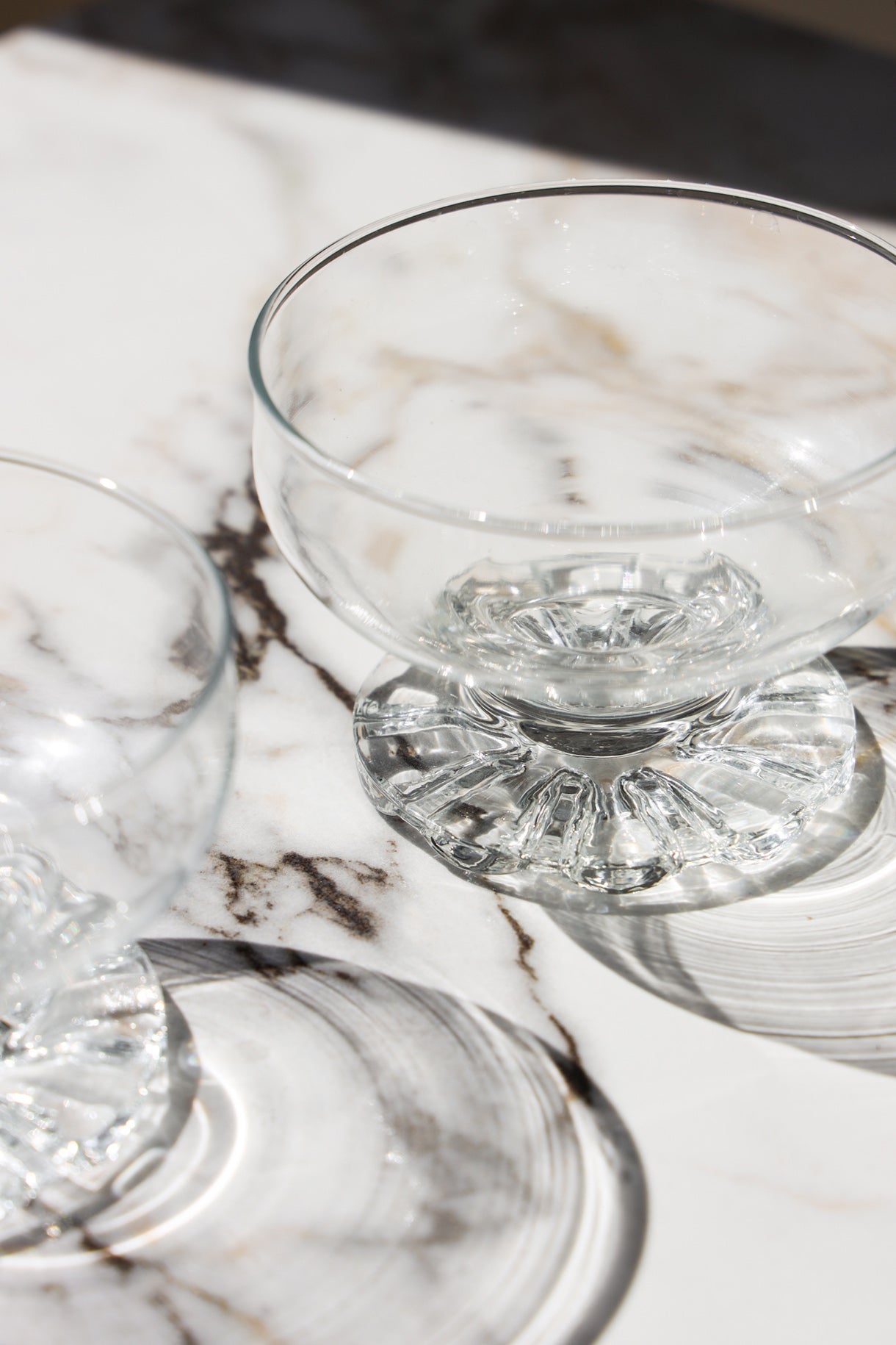 Vintage Footed Glass Dessert Coupe Bowls (Set of 2)