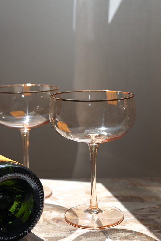 Gold-Rim Champagne Coupes