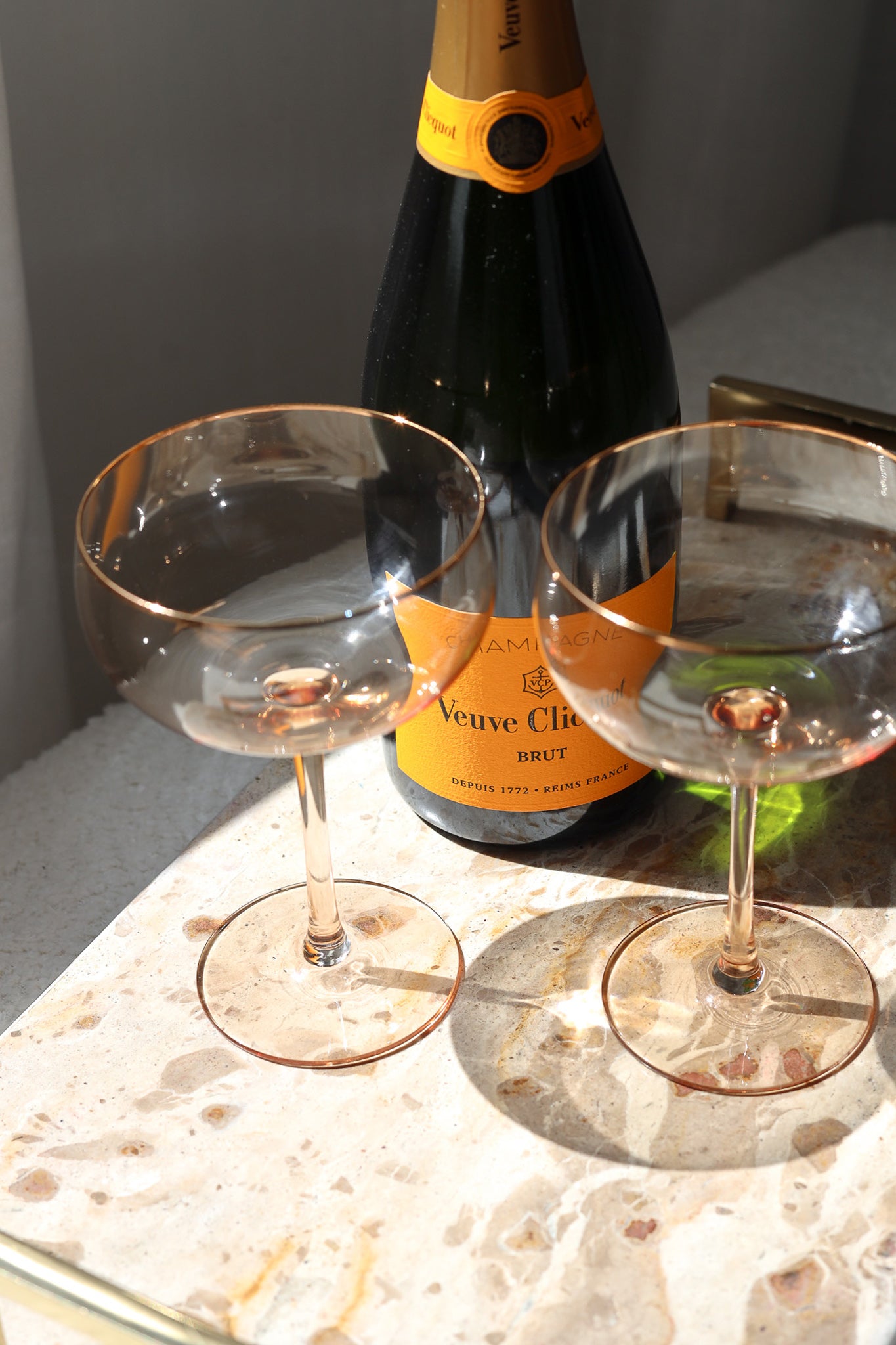 Gold-Rim Champagne Coupes