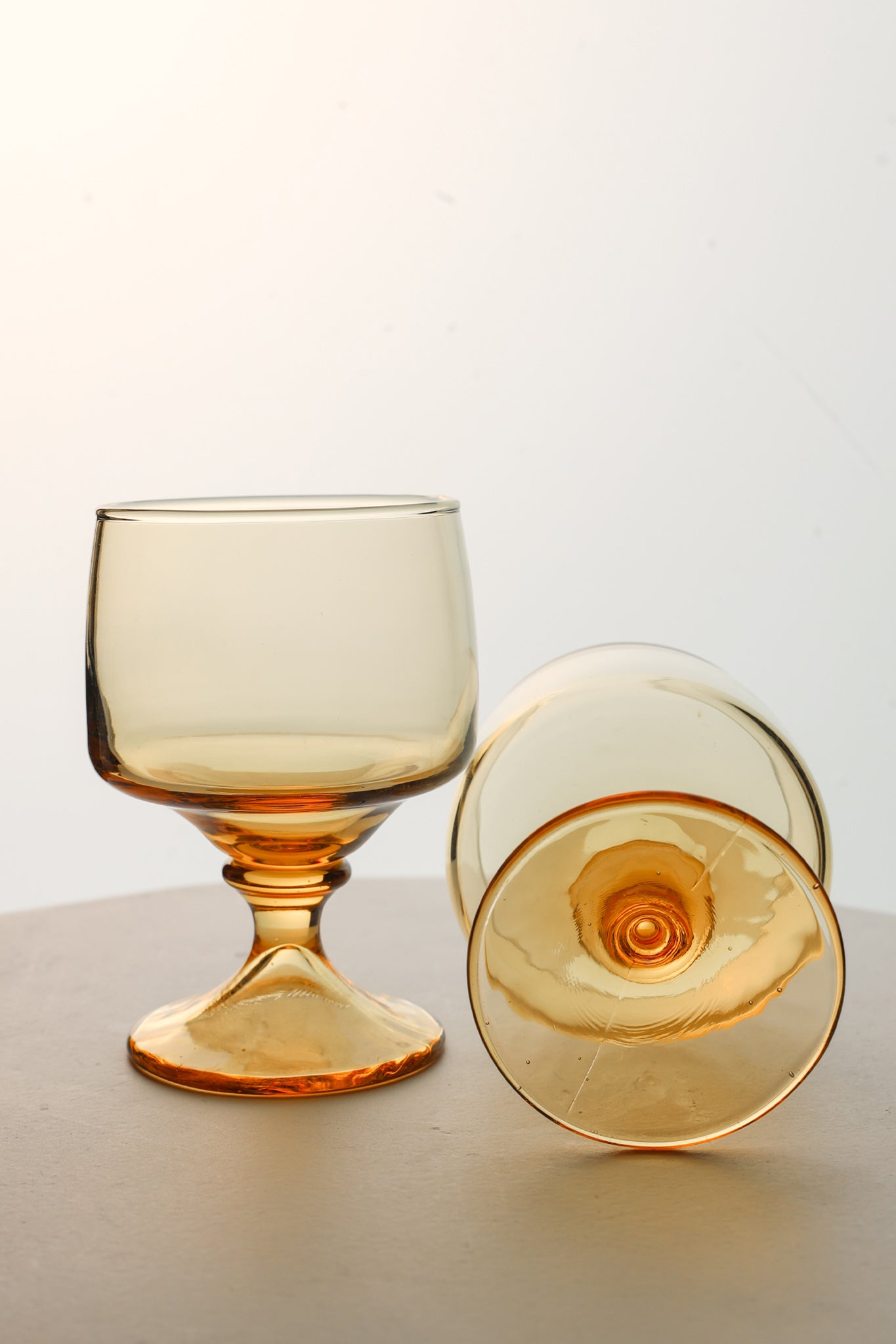 Amber Glass Goblet - Set of 2