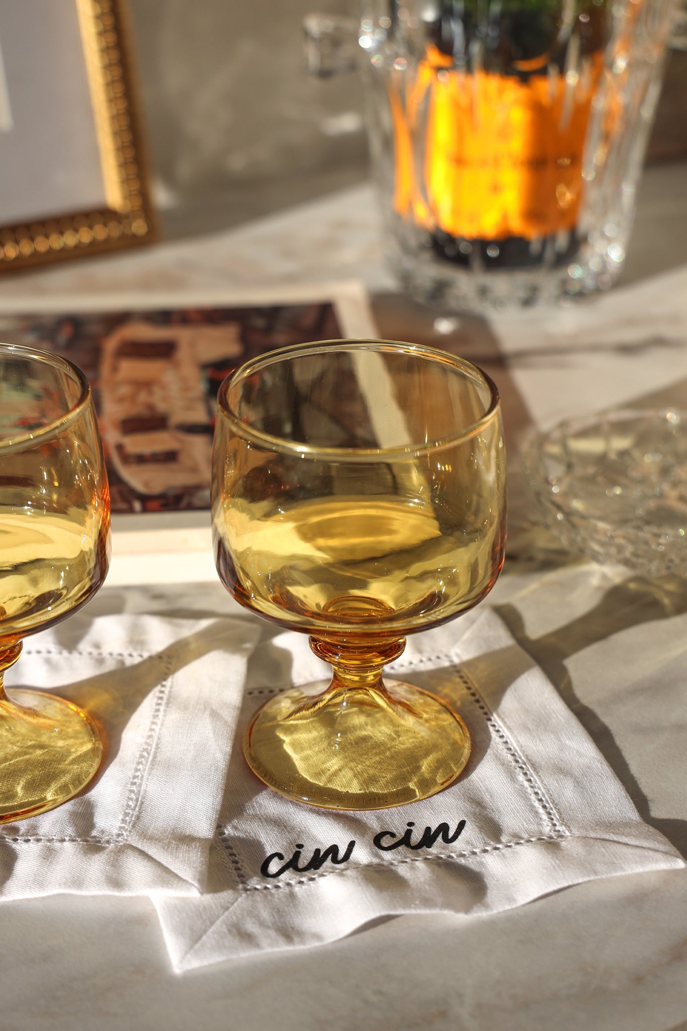 Amber Glass Goblet - Set of 2