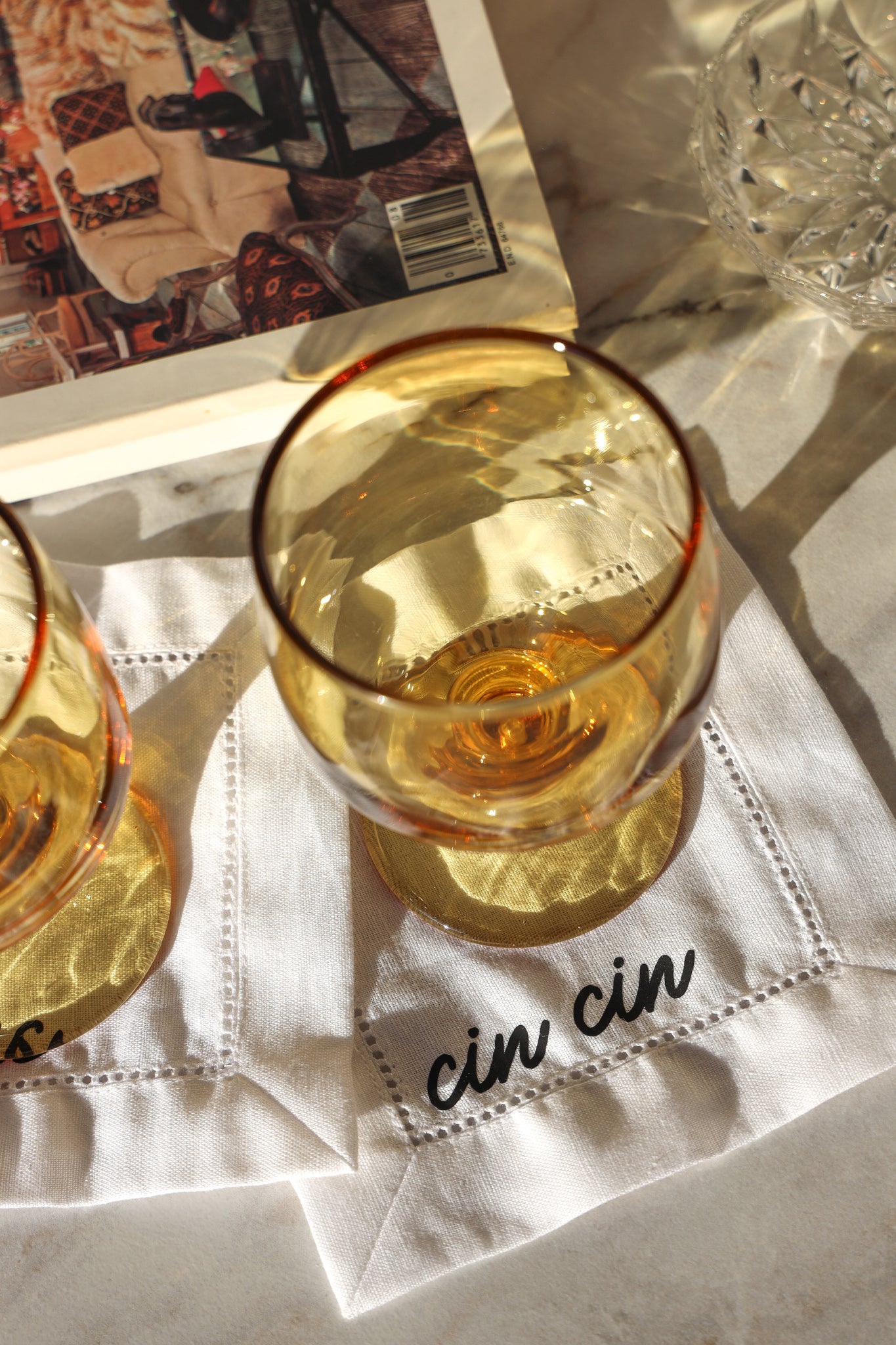 Amber Glass Goblet - Set of 2