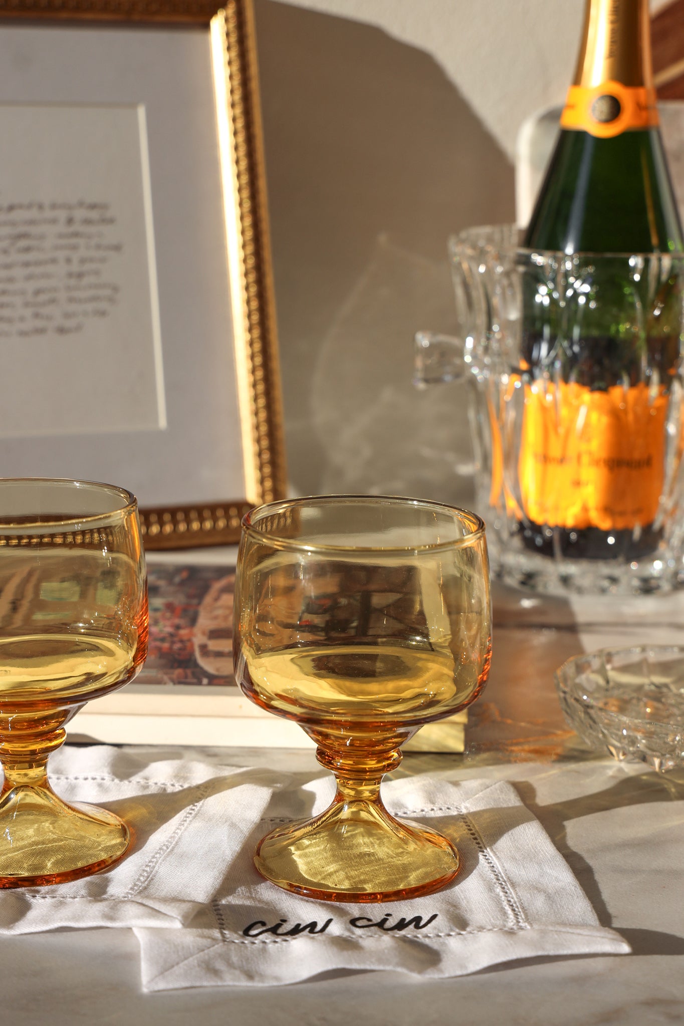 Amber Glass Goblet - Set of 2
