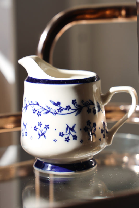 Vintage Blue Floral Creamer Pitcher