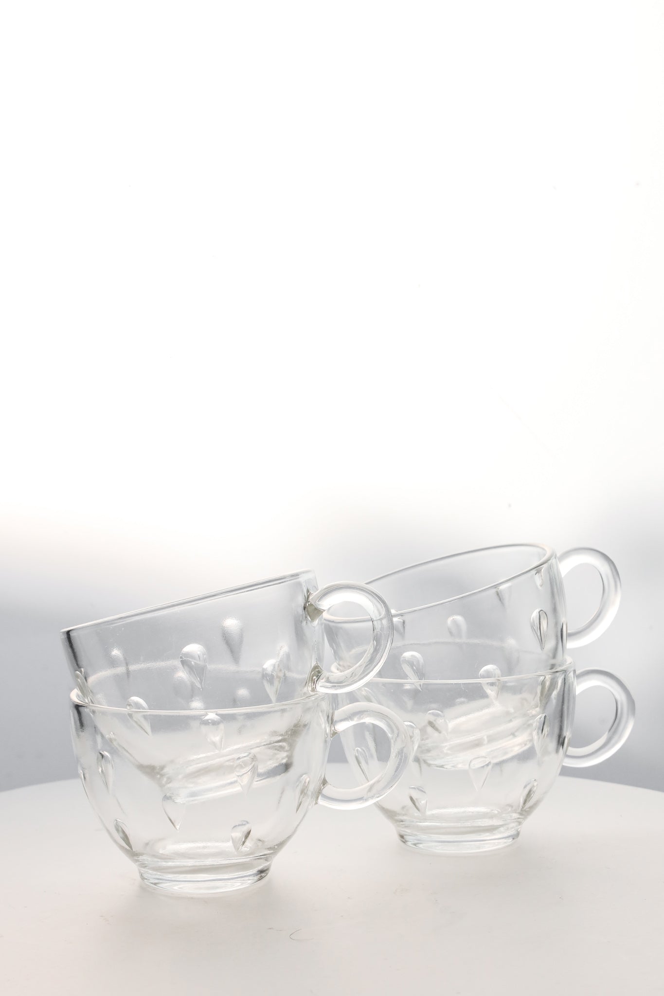 Hazel-Atlas “Teardrop” Clear Glass Snack Cups - Set of 4