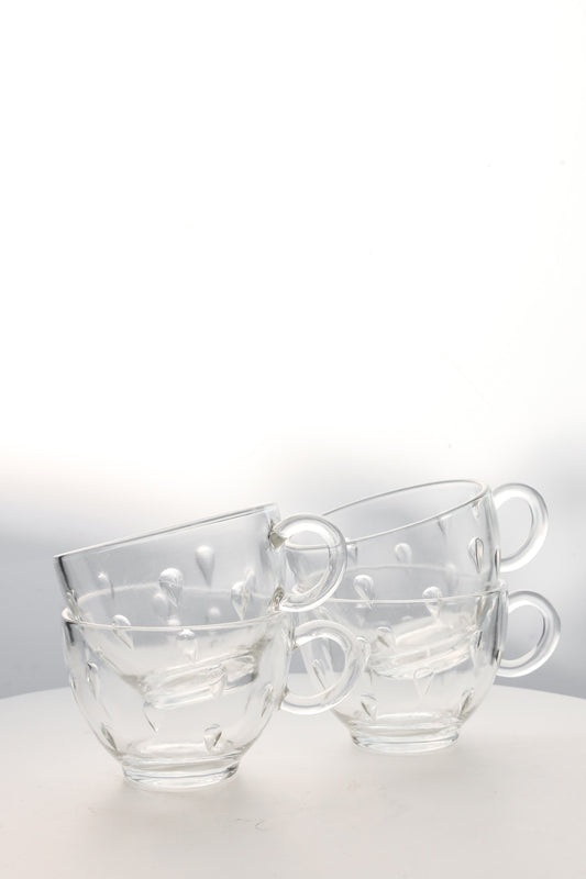 Hazel-Atlas “Teardrop” Clear Glass Snack Cups - Set of 4
