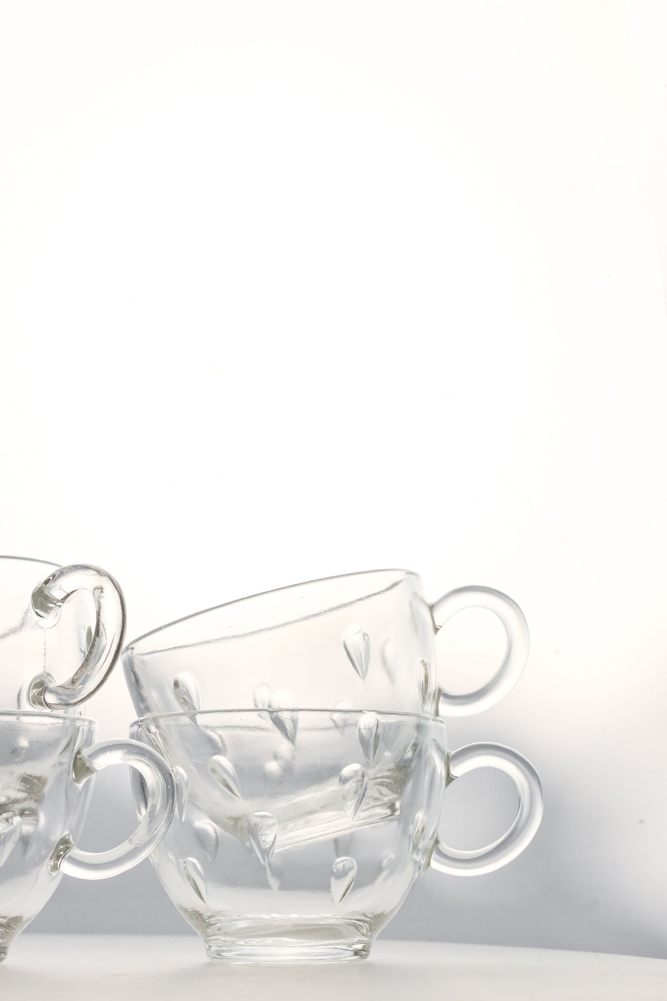 Hazel-Atlas “Teardrop” Clear Glass Snack Cups - Set of 4