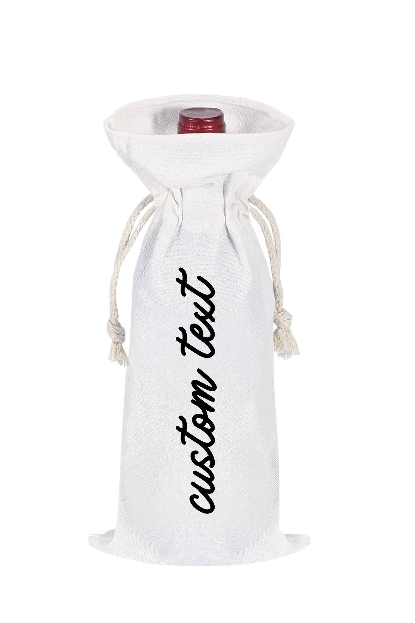 Custom Text Canvas Wine Bag