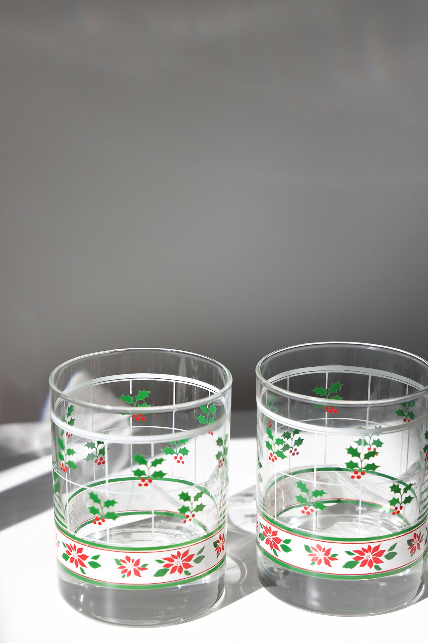 Libbey Holly & Berries Christmas Double Old-Fashioned Glasses