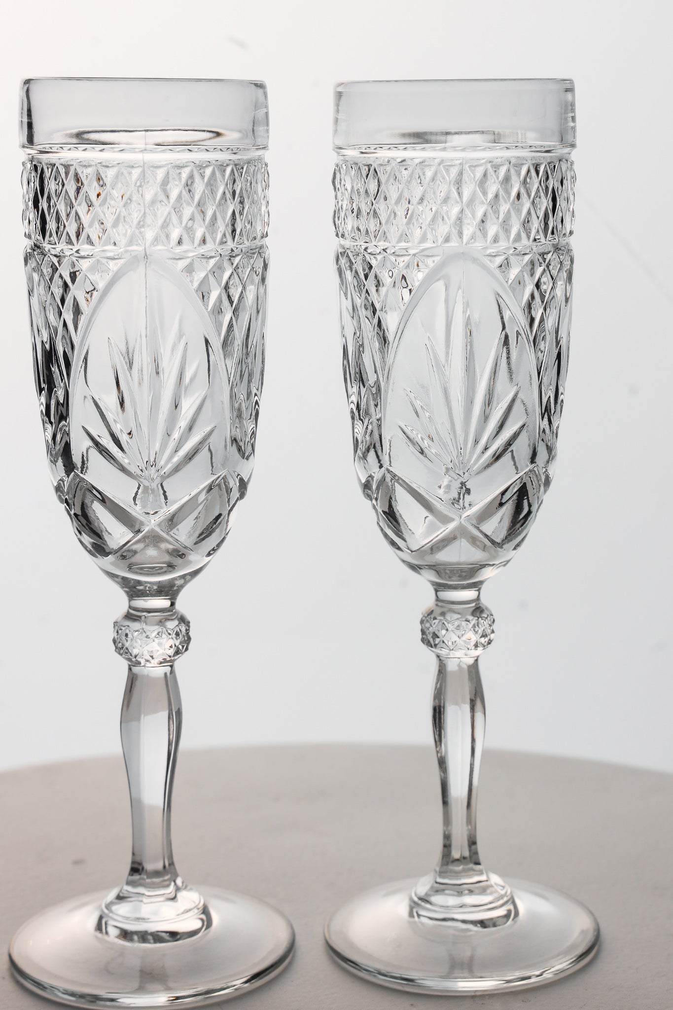 Amelia Vintage Cut Crystal Champagne Flutes