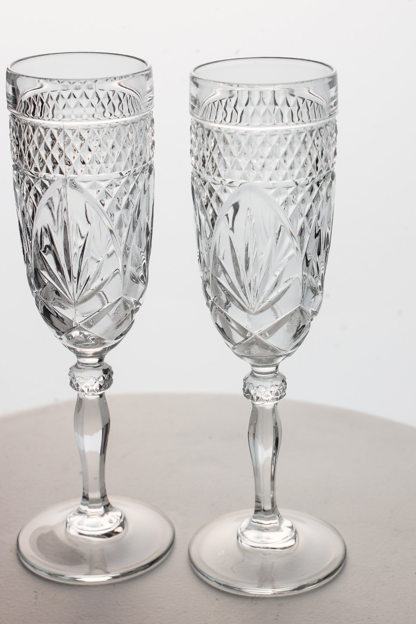 Amelia Vintage Cut Crystal Champagne Flutes