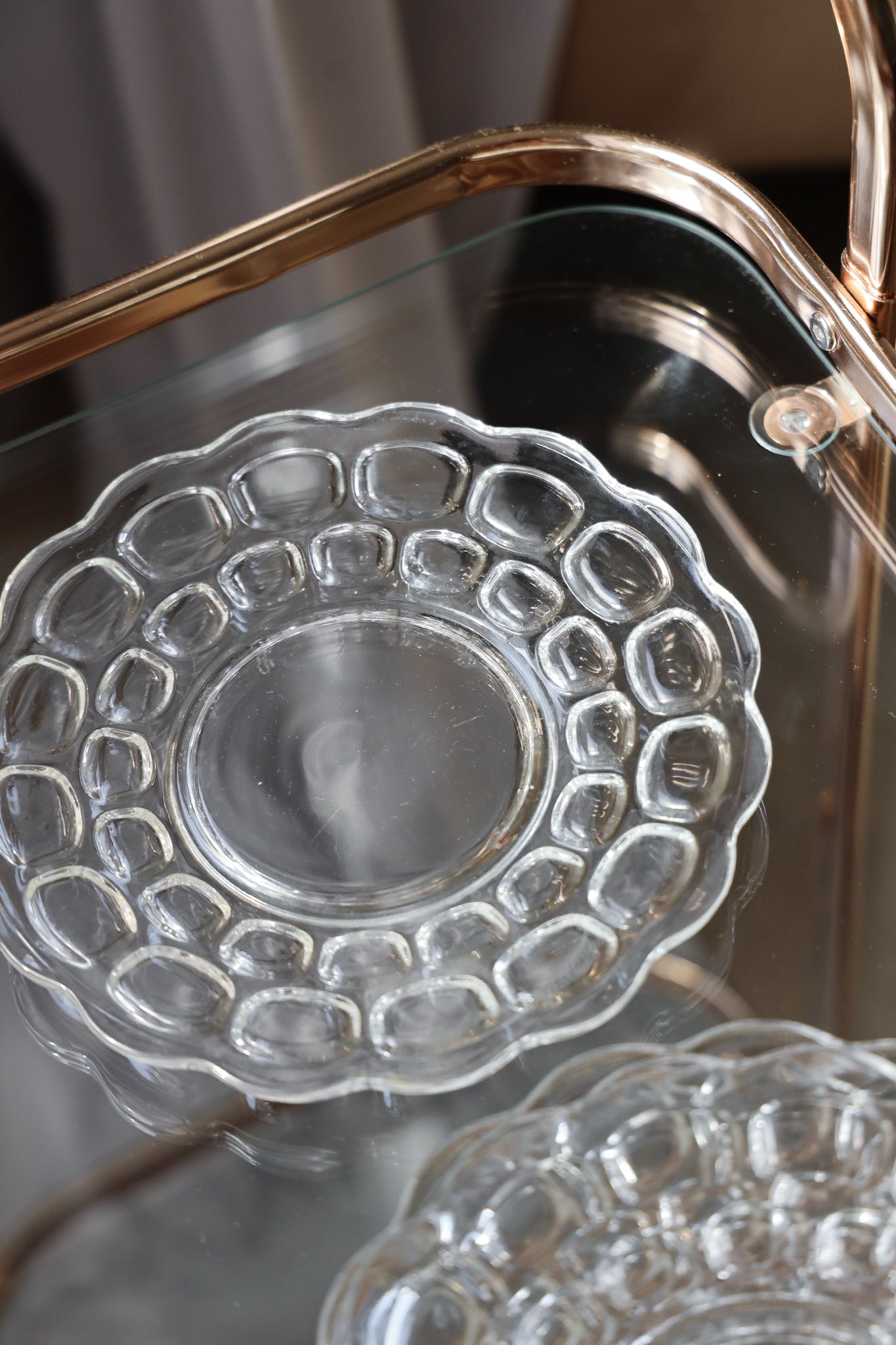 Heisey Clear Glass Snack Plates — Set of 4