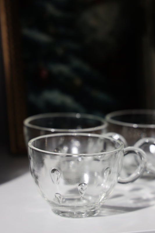 Hazel-Atlas “Teardrop” Clear Glass Snack Cups - Set of 4