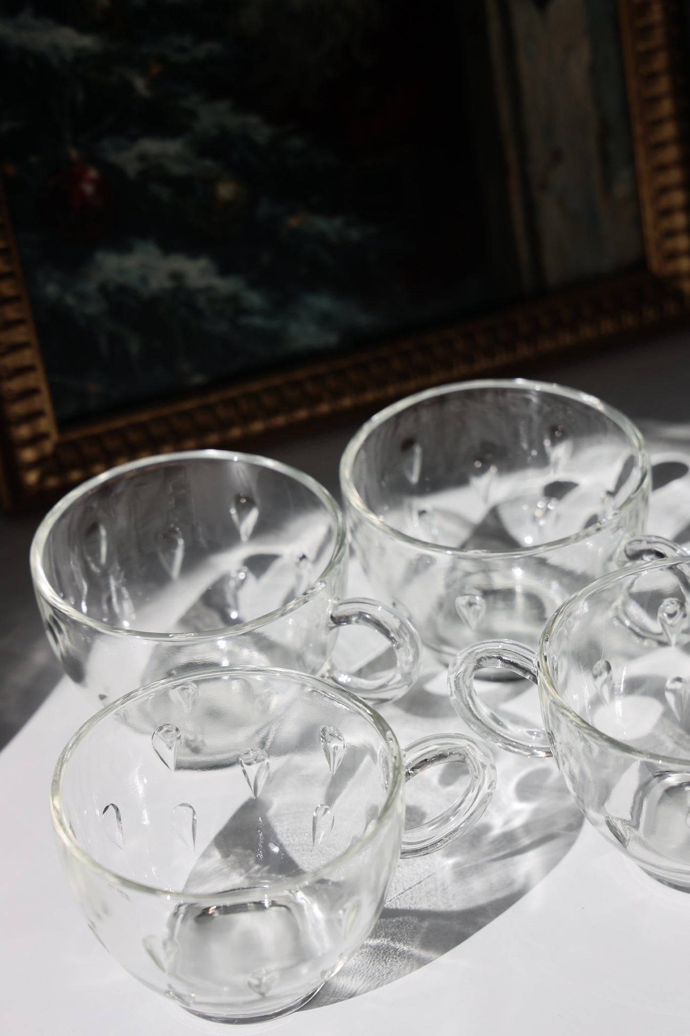 Hazel-Atlas “Teardrop” Clear Glass Snack Cups - Set of 4